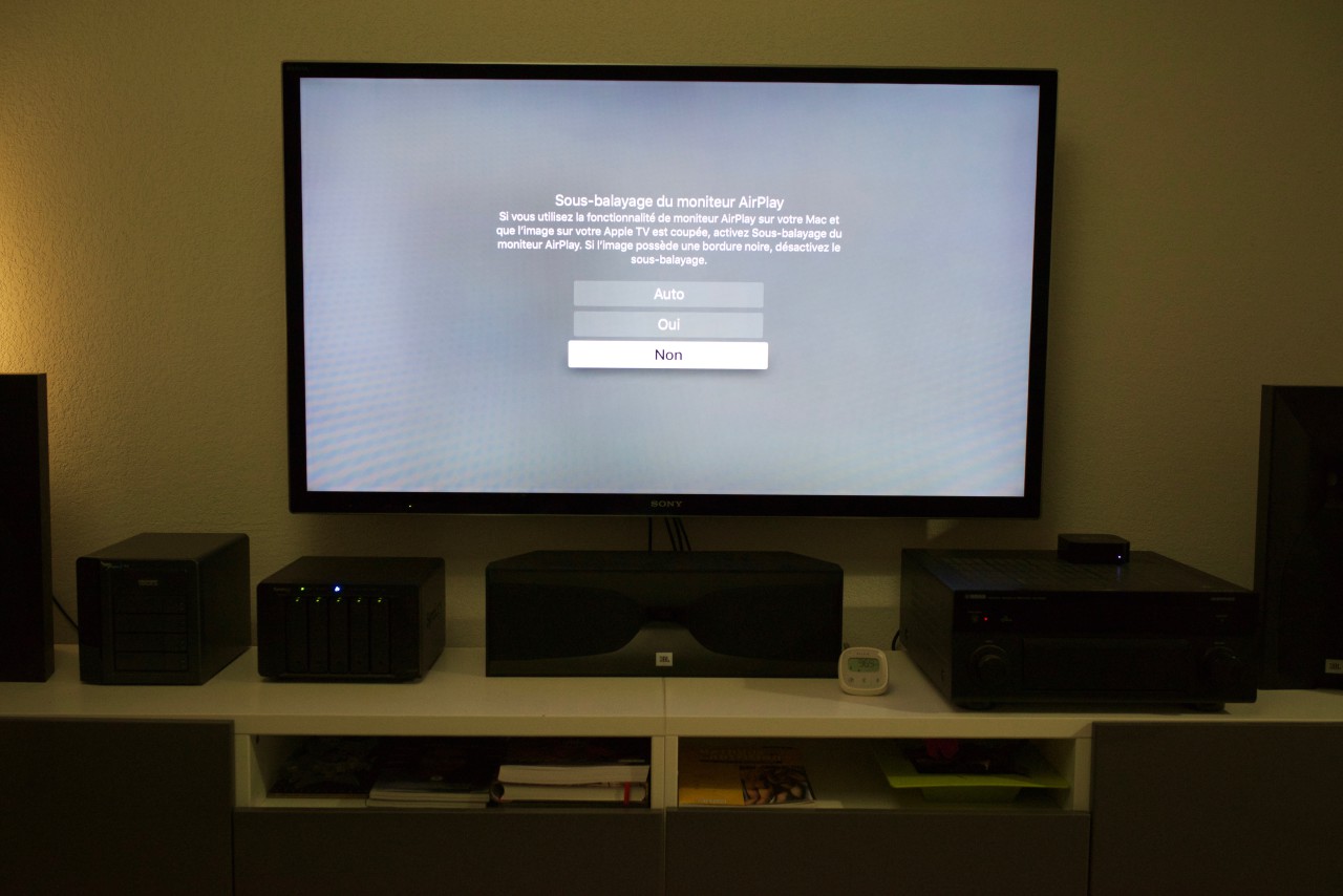 Apple TV reglages sous balayage