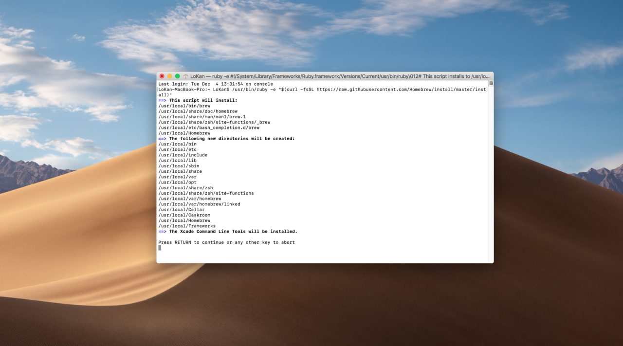 mac install homebrew terminal